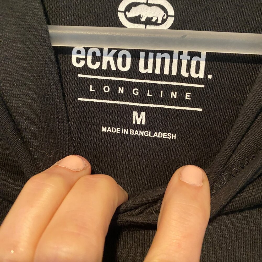 Ecko UNLTD Black Long Sleeve Hoodie Tee‎ Medium | Lightweight Pullover - Picture 4 of 5